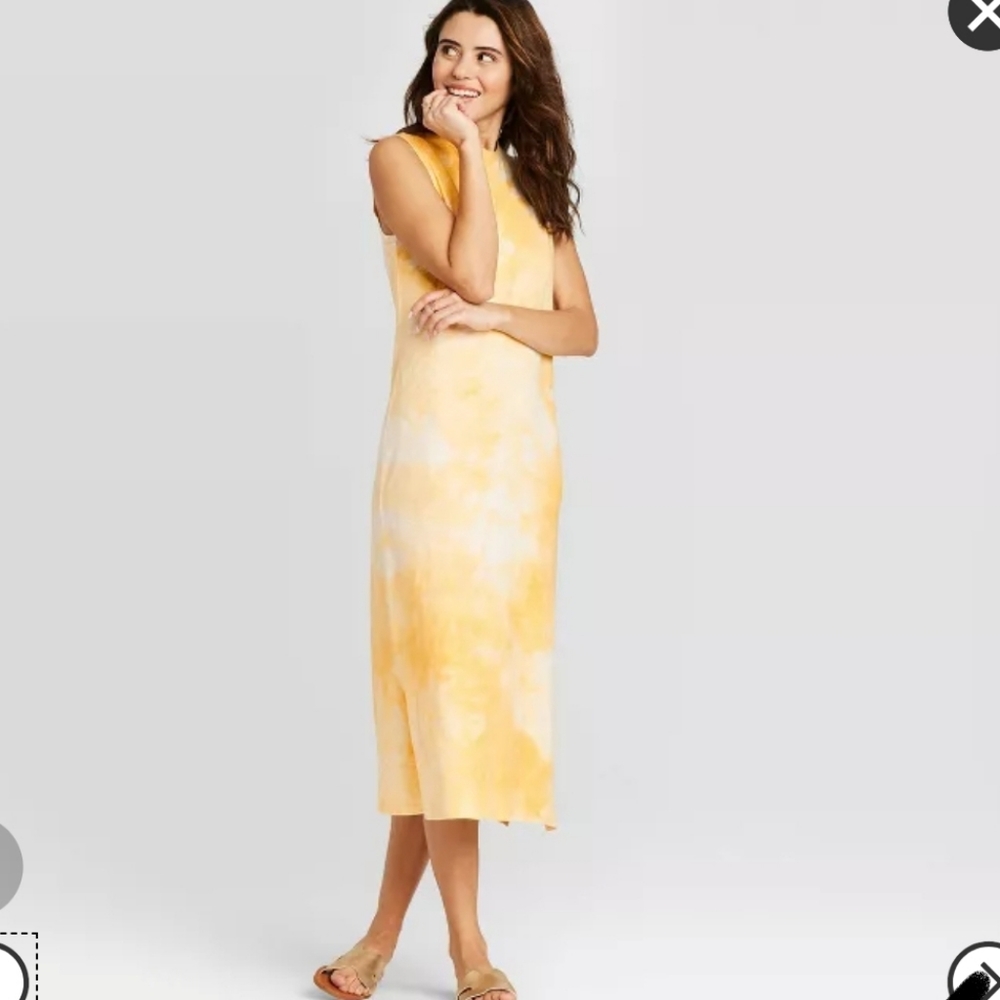 💛 Yellow subtle tie-dye maxi / midi dress tie dye dress 💛